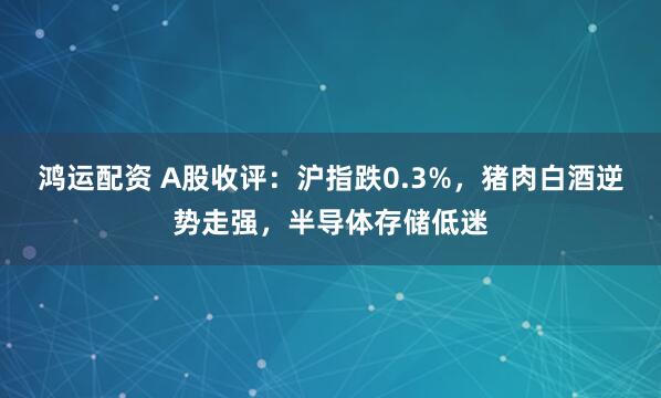 鸿运配资 A股收评：沪指跌0.3%，猪肉白酒逆势走强，半导体存储低迷